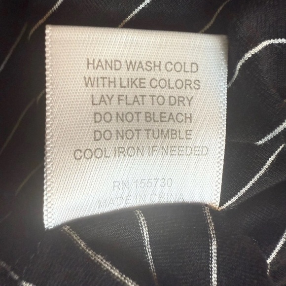 Modern Works Women's Black & White Striped Blouse, Puff Sleeves, Size Small - Picture 7 of 8